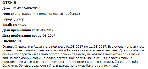Степановка Первая. Пансионат Афалина