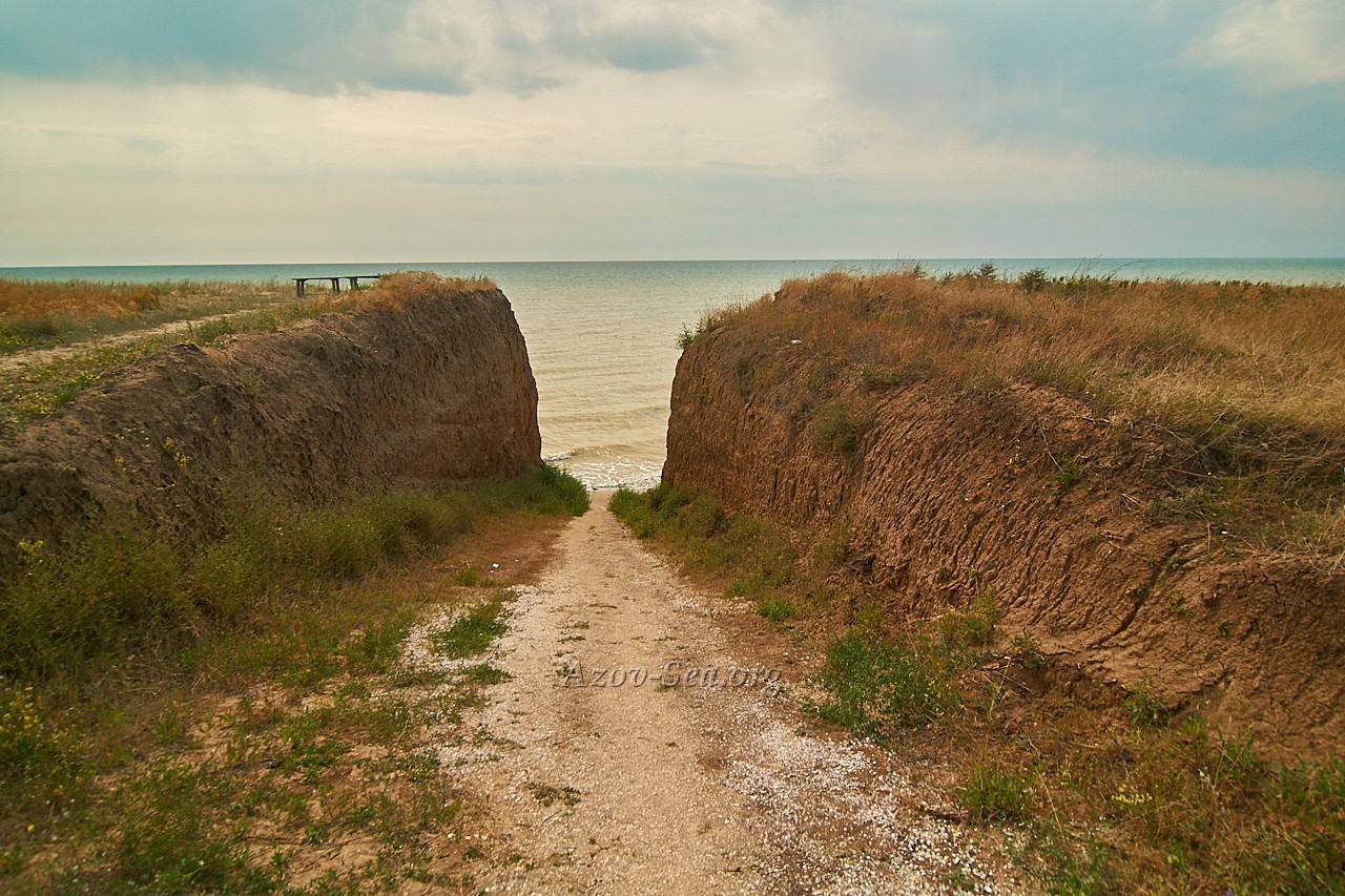 Навес и берег моря. Гостевой дом ДНЕПР. Степановка Первая. Отдых на Азовском море.